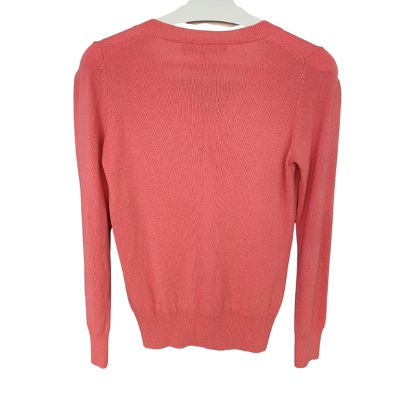 CONTEMPORAINE (Simons) 100% cashmere v-neck sweater women's small color peach - Picture 2 of 14